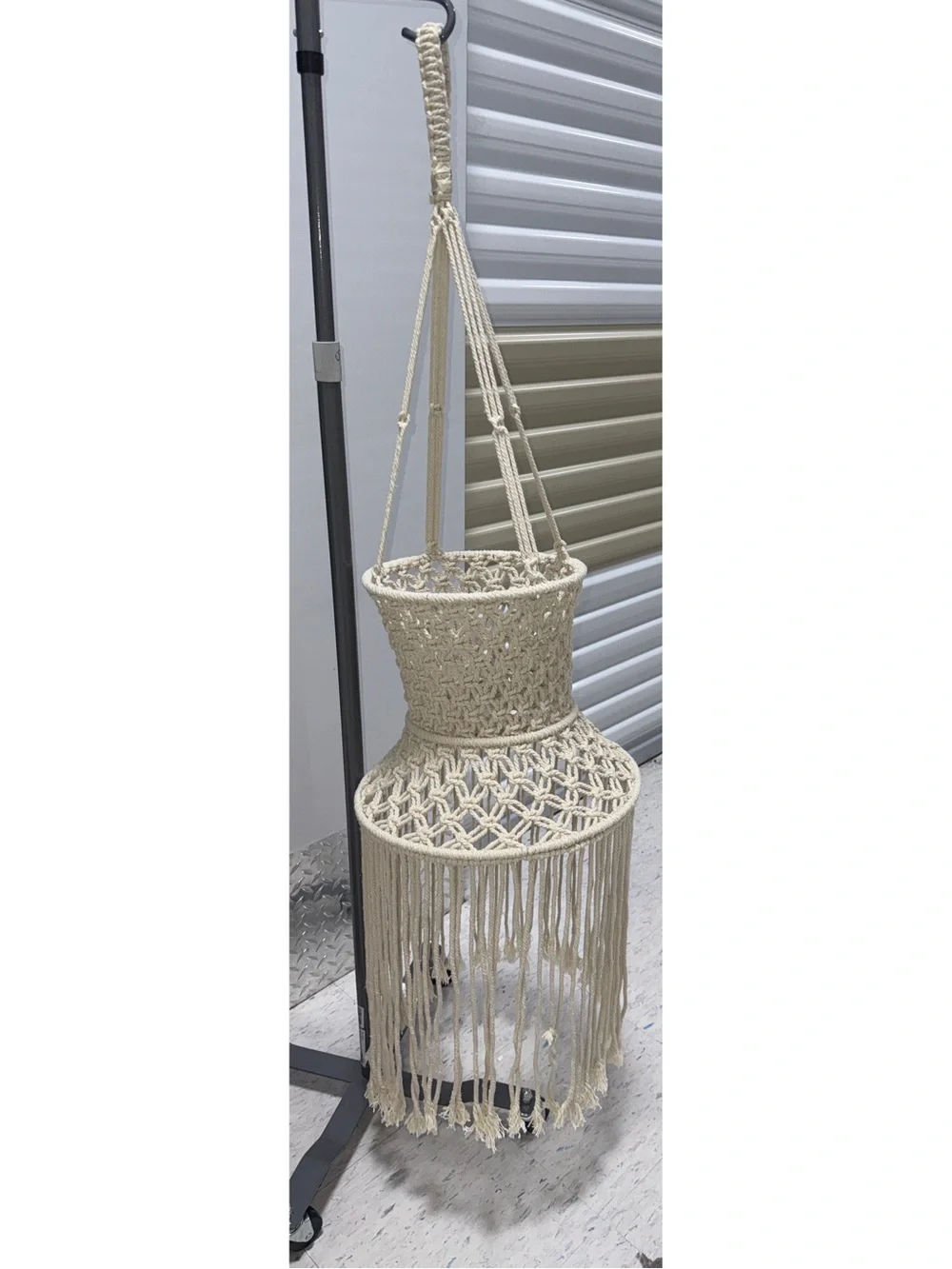 Boho Handwoven Macrame Pendant Light Shade & Tiered Fringe Chandelier
